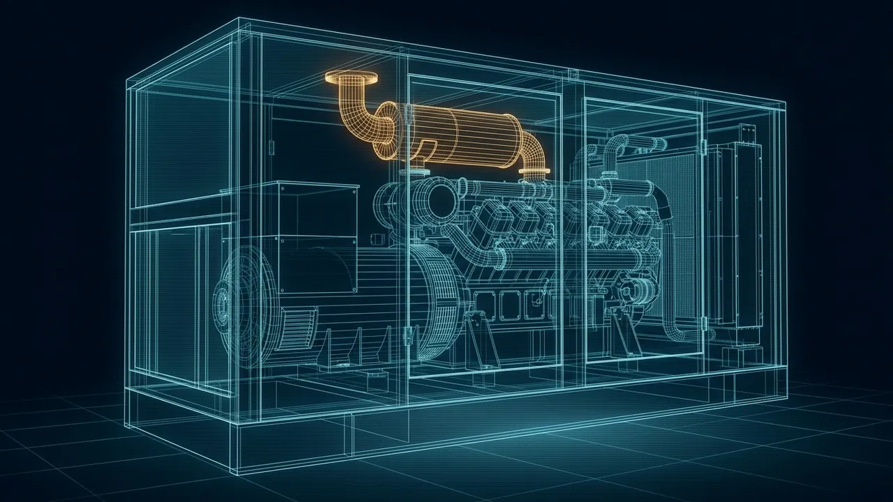 How Loud Are On-Site Generators? – Noise Limits and Fixes - 3D Wireframe Animation