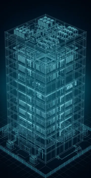 How Much Land Does a Data Center Need? – Acres per MW - 3D Wireframe Animation