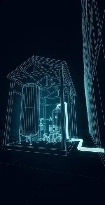 How Much Water Does a Data Center Use? – Gallons per MW - 3D Wireframe Animation