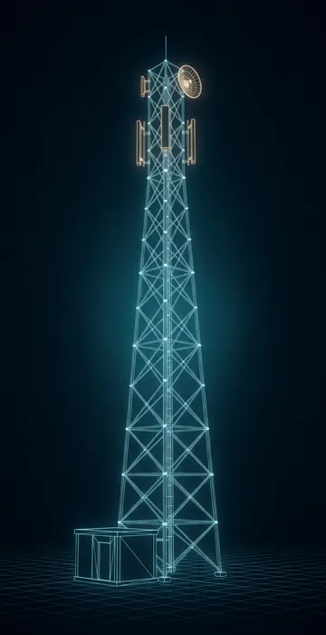 Remote Site Connectivity – Satellite vs LTE vs Private LTE vs Radio - 3D Wireframe Animation