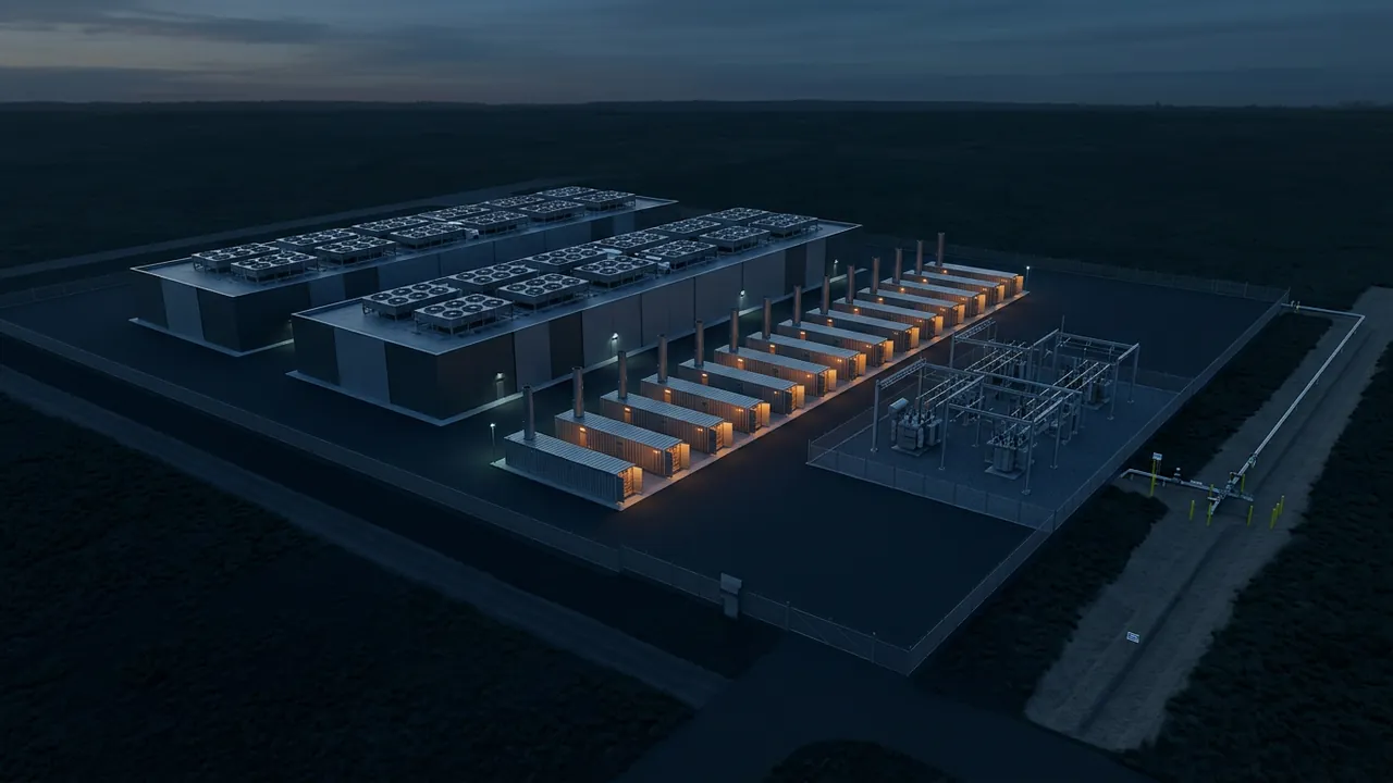 Style frame: 3D flythrough of a behind-the-meter data center campus
