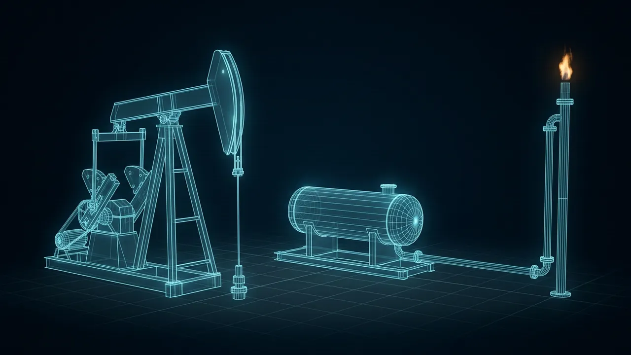 What Is Associated Gas? – Oil Wells and the Gas They Bring Up - 3D Wireframe Animation